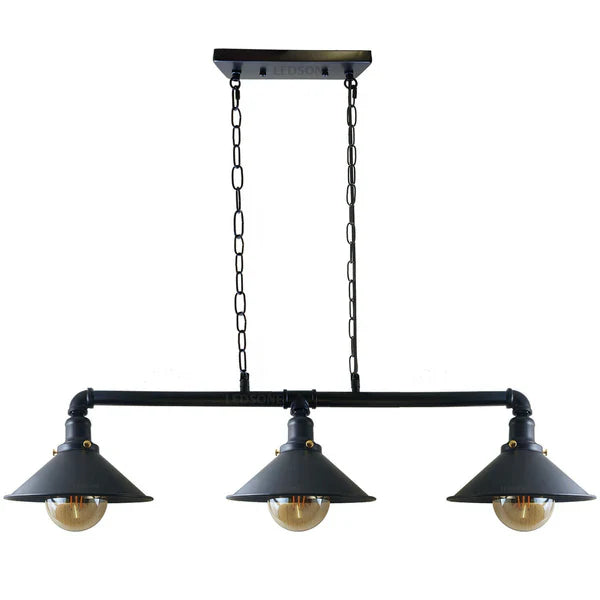3 Way Pendant Vintage Metal Ceiling Pipe Steampunk Light ~1124-5