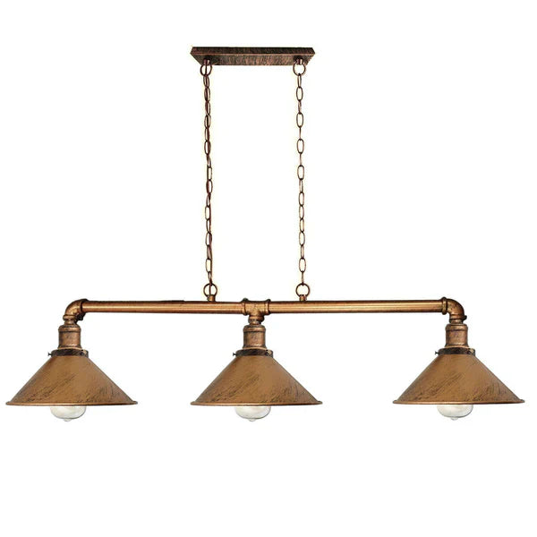 3 Way Pendant Vintage Metal Ceiling Pipe Steampunk Light ~1124-7