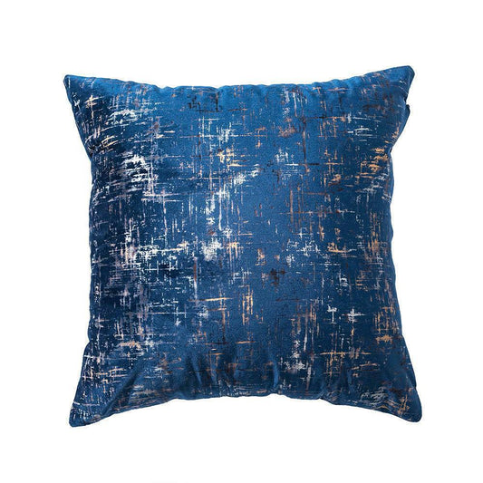 Blue Colour Velvet Cushion Cover with Plain Gold Stamping-0
