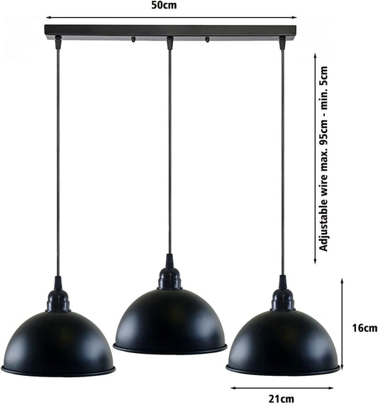 Black 3 light Pendant Light  - Over-Table Kitchen Lighting ~5268-1