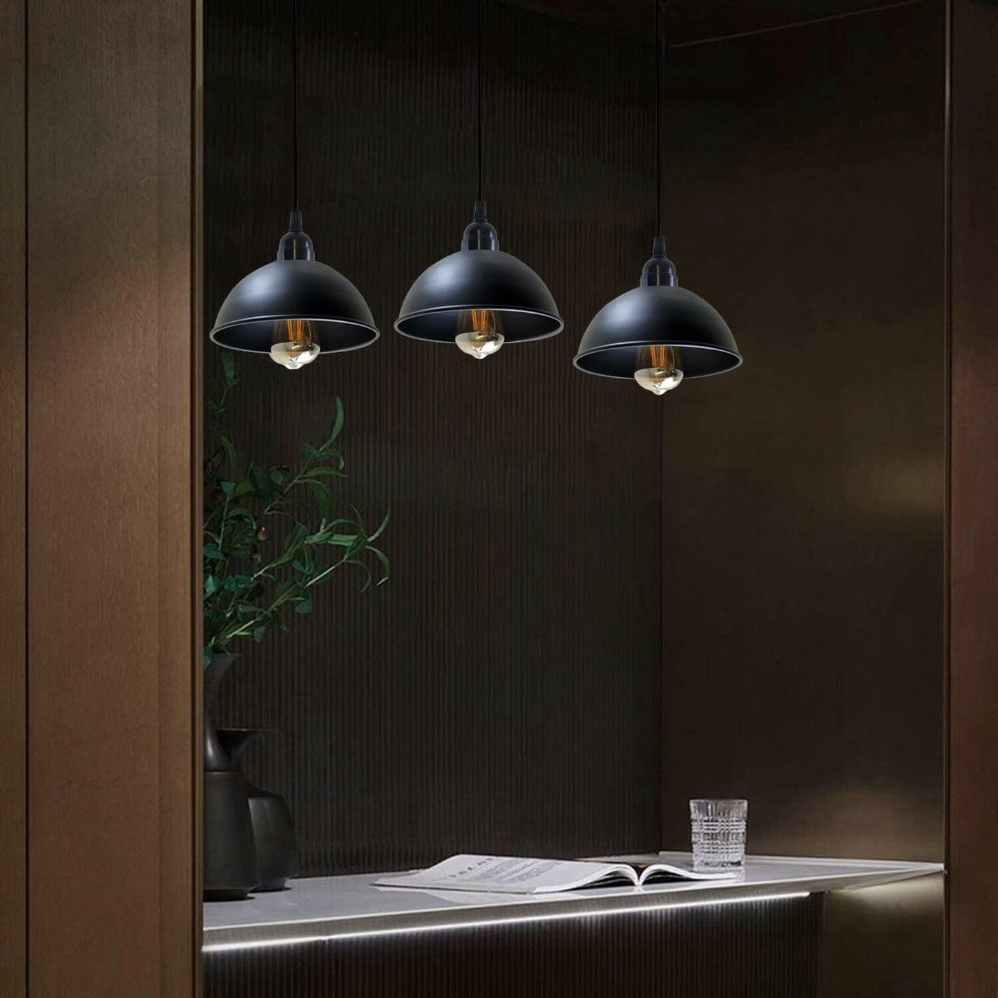 Black 3 light Pendant Light  - Over-Table Kitchen Lighting ~5268-3
