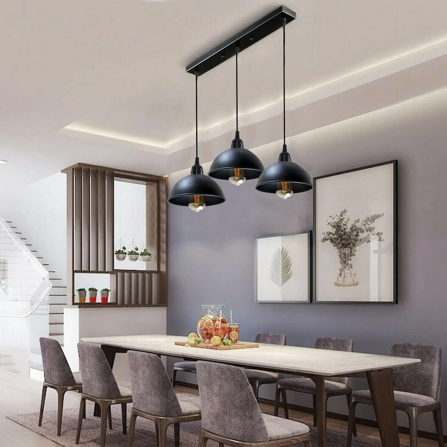 Black 3 light Pendant Light  - Over-Table Kitchen Lighting ~5268-4