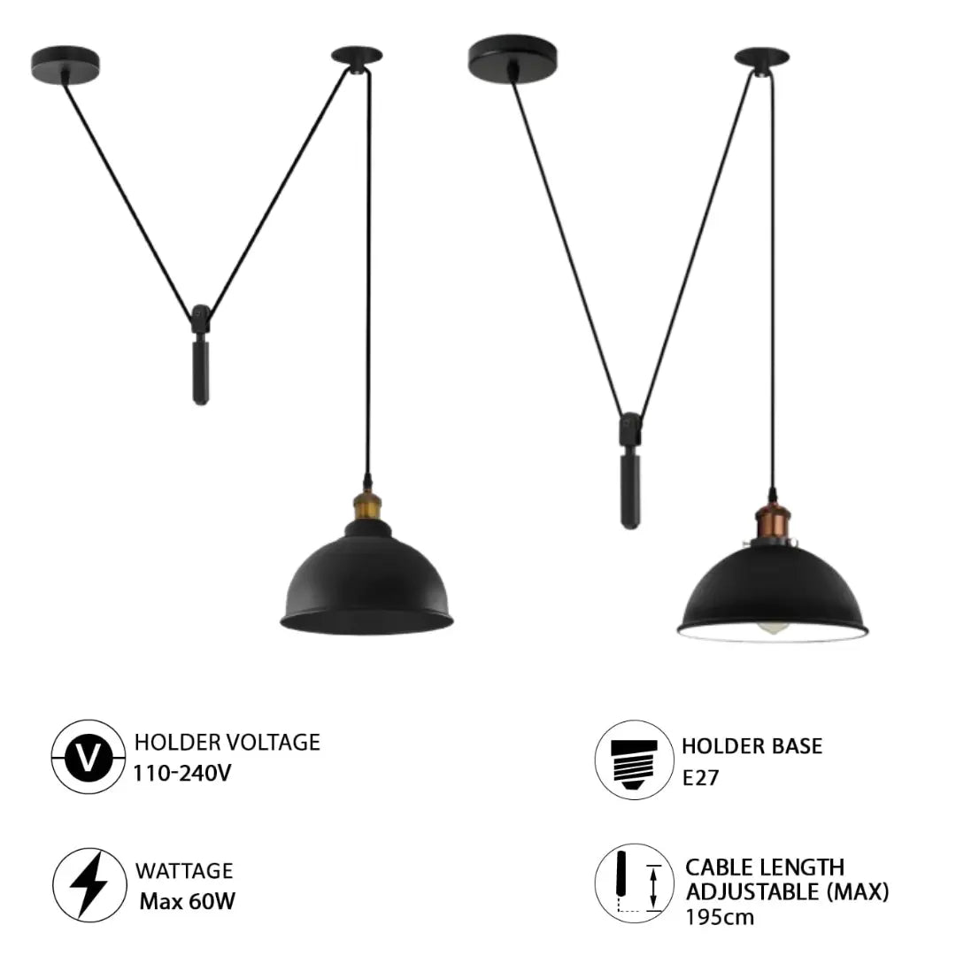 Retro Loft Adjustable Antique Metal Pendant Ceiling Light ~1133-1