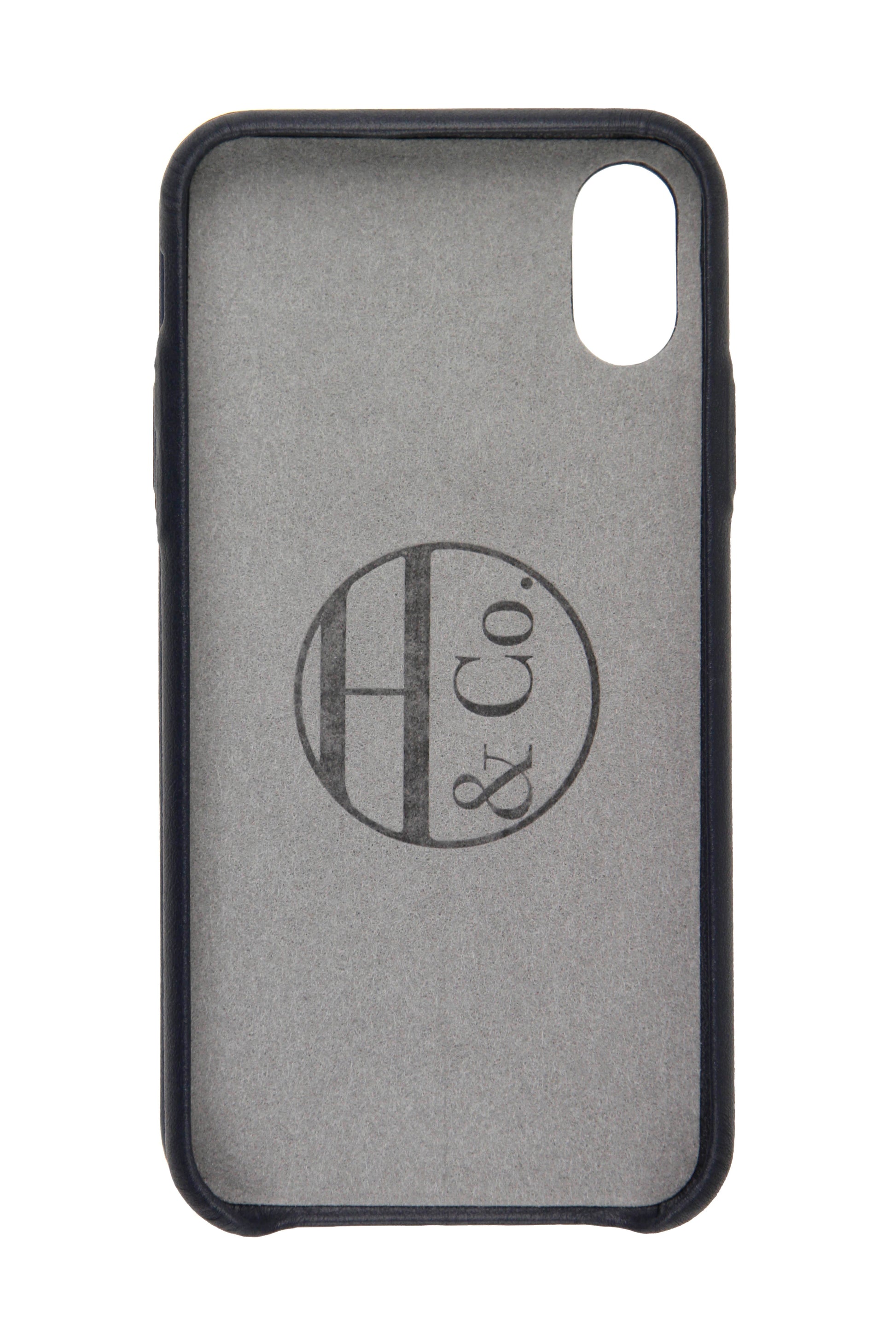 iPhone X Case, Navy Leather-1