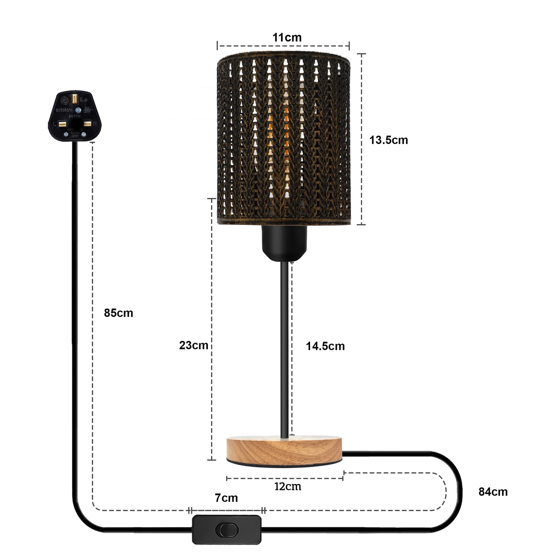 LEDSone Plugin Black Table Lamps for BedsideTables~5421-1