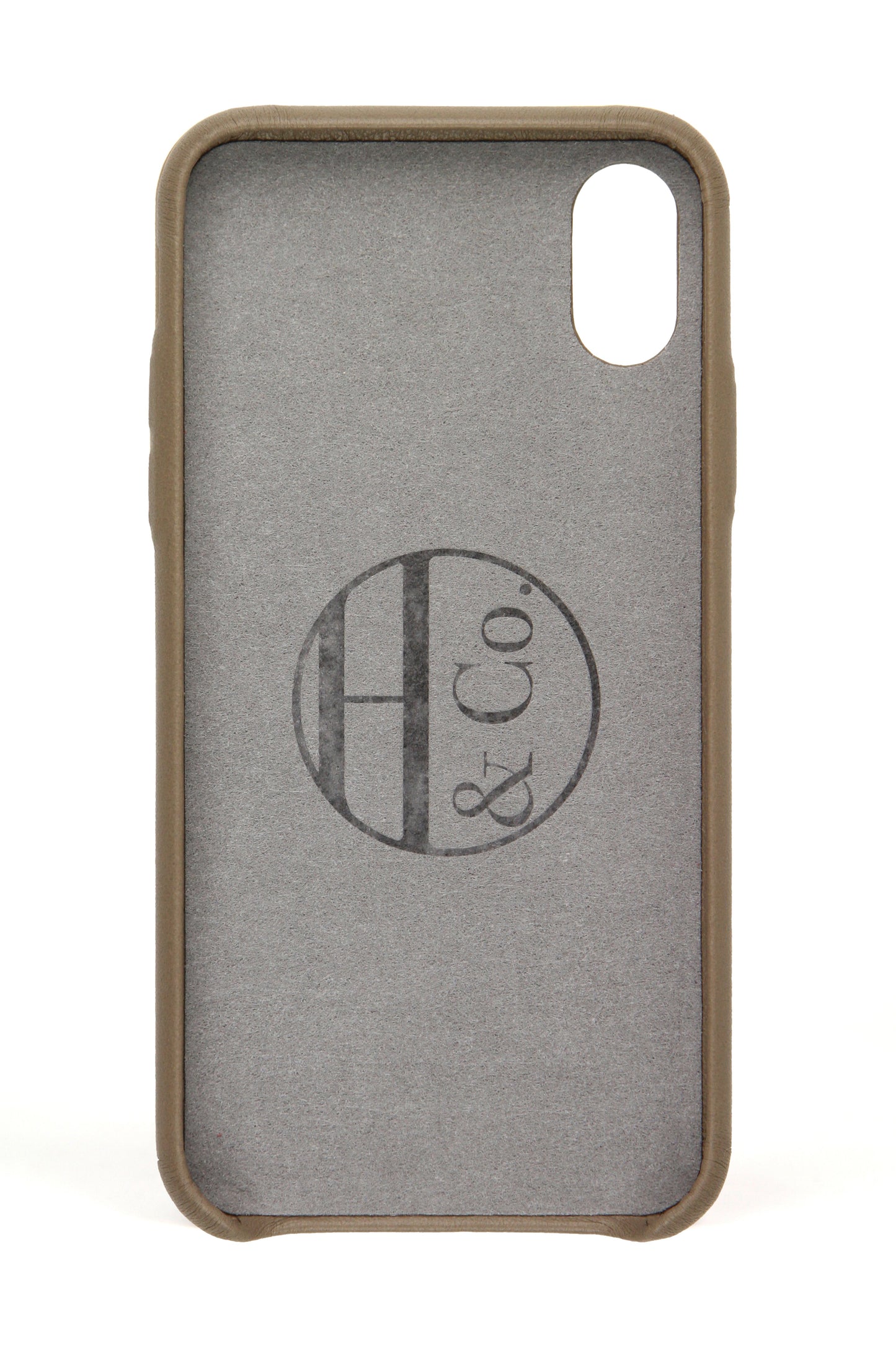 iPhone X Case, Taupe Leather-1